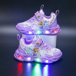 Stivali illuminare scarpe sportive sneaker luminose per bambini cartone animato principessa bambine scarpe casual bambini che camminavano scarpe da corsa con luci