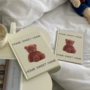 Anteckningsböcker Ins Cute Plush Bear English Notebook Photo Props Horisontell linje High Beauty Notepad School Stationery Hard Shell Cover 50sheets