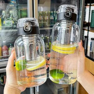 Muggar 2L Portable Borosilica Glass Tea Infuser Bottle Water With For Water Portable Outdoor Travel Te Mug Tumbler 240410