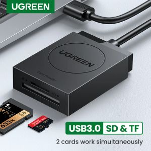 Leitores Ugreen Card Reader USB3.0 para SD Micro SD TF Adaptador de cartão para laptop PC USB a Multi Card Adapter CardReader Reader Smart Card Reader