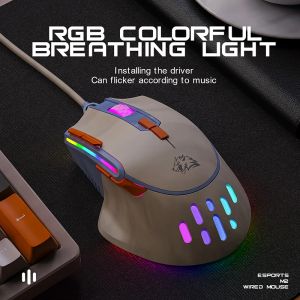 MICE M2 RGB GAME MOUS, 6SPEED -Einstellbar, 12800DPI, 9Key -Kabel -RGB -Makroprogrammierung für Laptops geeignet