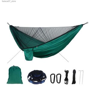 Hängmattor Portable Quick Setting Mosquito Net Camping Hammock Outdoor Hanging Bed Sleep Swingq