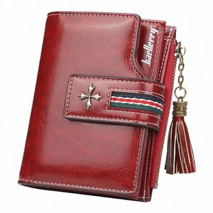FI Small Oil Wax Leather Wallet Women Stylish Zipper Hasp Card Wallet Woman Högkvalitativ kort kreditkortshållare Purse V9N7#