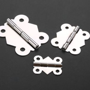 4/10pcs Butterfly Hinges w/screws Silver 25mm-40mm 4 Holes Furniture Chest Wood Jewelry Box Wine Gift Case Retro Decor Alloy