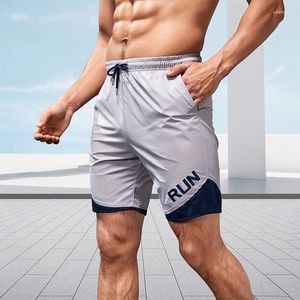 Shorts masculinos executando elástico elástico fitness 2 em 1 compressão seca rápida respirável esportes casuais jogging mass