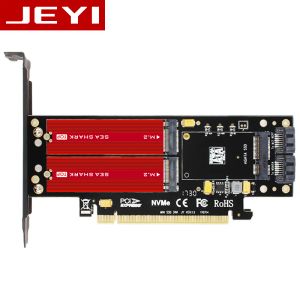 Karty Jeyi SK16Pro NVME NGFF Adapter x16 PCIE3 Pełna prędkość M.2 2280 Arkusz aluminiowy przewodność cieplna krzemion wentylator SSD