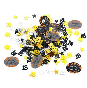 20g Happy Birthday Black Gold Star PVC Confetti 16 18 21 30 40 50 60 year Anniversary Gold Number Confetti Party Decor Adult