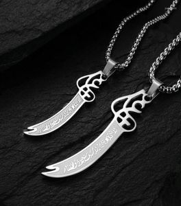 Pendant Necklaces Muslim Quran Verse Ali Eye Sword Necklace For Men Women Stainless Steel Amulet Jewelry Islamic GiftPendant9812409