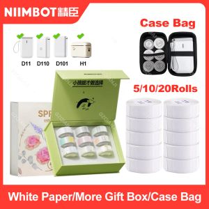 Printers Niimbot D110 D11 Thermal Paper Direct Sticker Labels Roll Set Strong Adhesive Clear Printing Black Case Bag for Pocket Printer