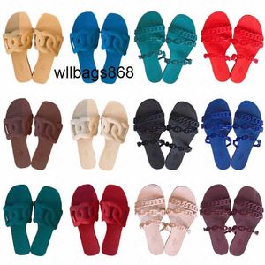 Home Oran Paris Pantoffeln l Kette Offener Zehen Sandalen Nasenpool Gummi -Slipper Frauen Sommer Tiefsts Absatz flache Designerschuhe