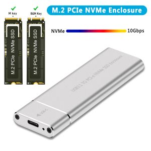 Gabinete novo NVME M2 SSD Casos externos Casos externos SSD NVME PCIE 10Gbps USB 3.1 Gen2 USB C Caixa de alumínio do adaptador M.2 NVME SSD Caso SSD