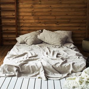 ナチュラルピュアフレンチリネン羽毛布団カバーキングサイズ、ベッドの亜麻の寝具、柔らかいキルトカバー220x240、または平らなシートを別々に販売