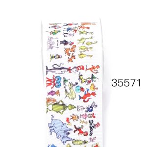 5 jardów Dr Seuss Drukowane wstążki Grosgrain na łuki do włosów DIY Ręcznie robione materiały 10337