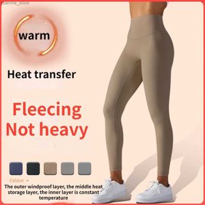 Yoga -Outfits Herbst- und Winter Yoga Hosen Frauenfutter plus Fleece warme Sportfitness Strumpfhose hohe Taille Außenverschleiß Leggings Y240410