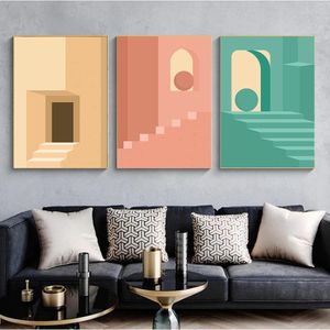 Wonderful Pastel Architecture Archit Travel Door Poster Pictures Wall Art Prints Canvas Painting for Bedroom Home Decorations