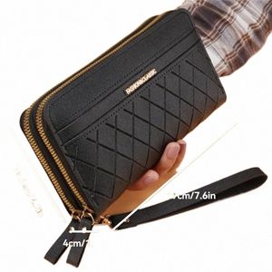 LG Women Wallet Pures Tassel Coin Holder Stora kapacitet Double Zipper Pu Leather Card Multilayer Storage Meyclip Clutch Bag D8XT#