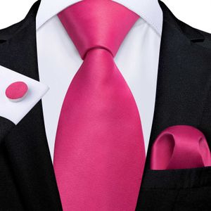 Hals Krawatten Dibuantuan neu rosa massive Seidenkrawatte Herren Pocket Square Manschettenkniegel