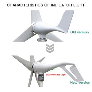 AC 400W Wind Turbine Generator Kit Horizonal Axis Home Micro Windmill With PWM 600W Controller LED Light For 12V 24V Battery