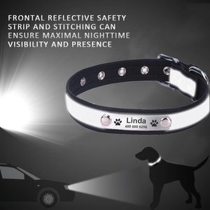 Riflettente Personalized Cane Collar Resistenza in pelle Bite Cucciolo Cat Collar ID Nome Nome telefono Nome Nome del cucciolo