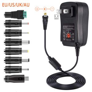 Ładowarki 30 W USA/UK/AU/EU Universal Power Adapter 3V 4,5 V 5V 6 V 7,5 V 9V 12V AC DC TON CONVERTER + 5V 2.1A Port USB z 8pc Jack