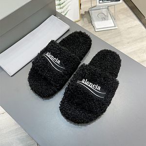 Brand Slippers Brand Letter Embroidery Plush Slippers Warm Indoor Shoes Unisex Autumn and Winter