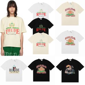 디자이너 셔츠 여름 남성 티셔츠 여성 Rhude 디자이너 남성 탑 레터 폴로 폴로 자수 Tshirts 의류 짧은 슬리브 Tshirt 큰 티