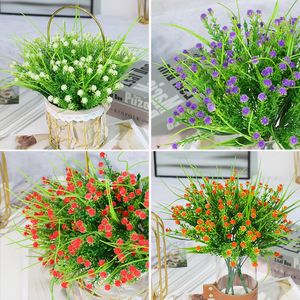 Artificial Plant 35cm Green Shrub Grass Orchid Long Stem Gypsophila Family Wedding Courtyard Garden Porch Plants Decoration