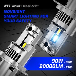 Lampada LED NOVSIGHT H4 90W 20000LM H7 H11 H8 H9 9005 HB3 9006 HB4 H1 Bulbi per fari auto 6500K Canbus Mini dimensione 6500K 12V