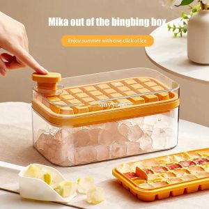 Chocolate Ice Cream Tools Ices Cube Tray One-Click Fall Off Easy-Release 32 Cavity Silicone Ice Mold For Cocktail Ices Cube Maker With Storage Box Ices Tray