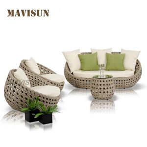 New Outdoor Rattan Sofa Garden Chair Coffee Table Three-Piece Balcony Leisure Outdoor Sunscreen Waterproof Furniture Set