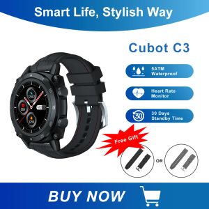 Uhren Cubot C3 SmartWatch Sport Herzfrequenz Schlafmonitor 5ATM wasserdichte Touch -Fitness -Tracker Smart Watch für Männer Frauen Android iOS