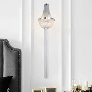 Nowy długi aluminiowy łańcuch łańcucha do przejścia Loft Mirror Sypialnia TV Lampa ścienna LED LED Oświetlenie Złota Srebrna Włoska próżność Dekoracja