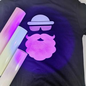 Fönsterklistermärken 25x20 cm 3D Puff Lighting Color Changing Heat Transfer HTV för T-shirts Bag Hat Craft Diy Decor Press Cricut Film