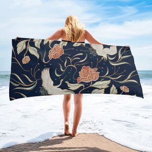 Baihe Peony Painting Image Beach Towel Luxuryクイックドライマイクロファイバーバスバスタオルヨガマットピクニックブランケット