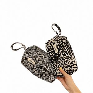 simple Design Female Purses Organizer Leopard&Zebra Canvas Make up Bag Zipper Pouch Wristlet Wallet Bags for Women Gift r9dT#