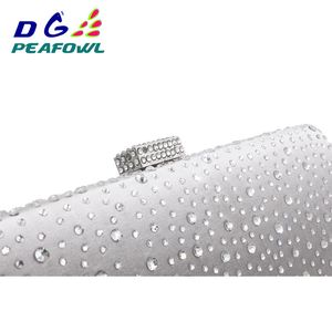 DGPEAFowl Bridal Wedding Clutches Chain Handväska Hot Pink Blue Crystal Diamond Women Evening Purse Minaudiere Clutch Bag