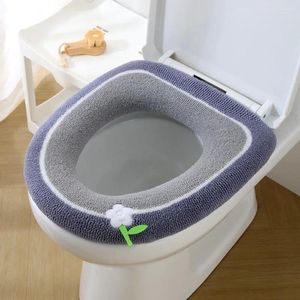 Toilet Seat Covers Cover Winter Warm Soft Mat Washable Removable WC Ring With Flip Lid Handle Household Pad Cushion