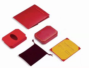 Classic Red Designer Jewelry Box Set High Quality Cardboard Ring Halsband Armband Box inkluderade Cericate Flannel och Tote Bag5668689