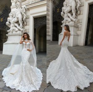 Sirena 2024 abiti da sposa cristallo abiti da sposa appliques 3d-floral appliques senza manica