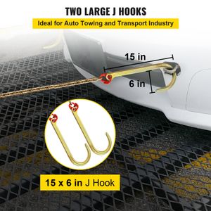 VEVOR J Hook Chains 5/16" Adjustable Tow Chain Bridle & shortener 9260 lbs Break Strength G80 JT Hook & Grab Hook for Trucks