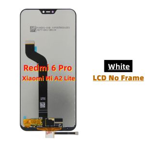 För original Xiaomi Mi A2 Lite LCD Redmi 6 Pro LCD med Frame Mobile -skärm Display Pekskärm Digitizer Assembly Replacement