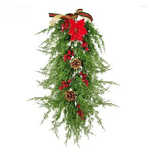 Decorative Flowers Christmas Artificial Pine Branches For Decorating Fake Greenery Picks Green Plant Pendant DIY Garland Wreath