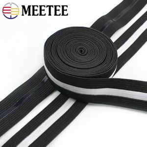 5/10Meters Meetee 25mm Non-slip Elastic Bands Black White Silicone Rubber Belt DIY Sport Clothes Garment Sewing Accessories