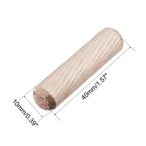 Uxcell 50pcs 8x30mm 8x60mm 8x80mm 10x40mm 10x50 mm Holzdübel Stift Holz aus getrocknetem, geriffelten abgeschleppten Hartholzmöbeln DIY