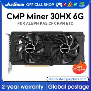 Drives Jieshuo CPM 30HX 6G Card de gráficos de mineração dedicado GPU NVIDIA GDDR6 192 BIT CMP30 HX 6GB SERIE