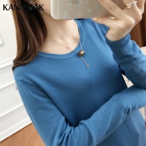 Autumn Winter Women Pullovers 2023 V-G-decot Solid rosa malha vermelha de fundo camisa de baixo