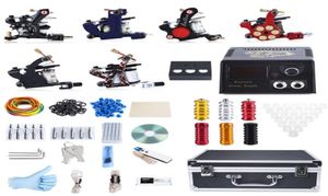 2017 Professional Tattoo Kit 6 Machine Guns Shader Liner Power Supply 50 Needles Tip with Store Box Tattoo Set Three Pin US Plug7757300