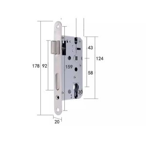 5845 cornamio di serratura I raccordi a blocco della porta in legno interno Cuscinetto di bloccaggio, molla pesante per altezza cilindro da 29 mm