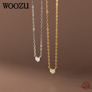 Woozu 925 Sterling Silver Corea semplice piccolo amore per il cuore della collana per il cuore per le donne Accessori