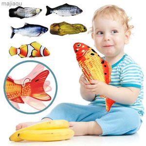 Electric/RC Animals Baby Electric Fish Toy Plush Simulated Animal Electric Swinging Fish Pacific Cat Pet Toy Children Adult Birthday GiftL2404